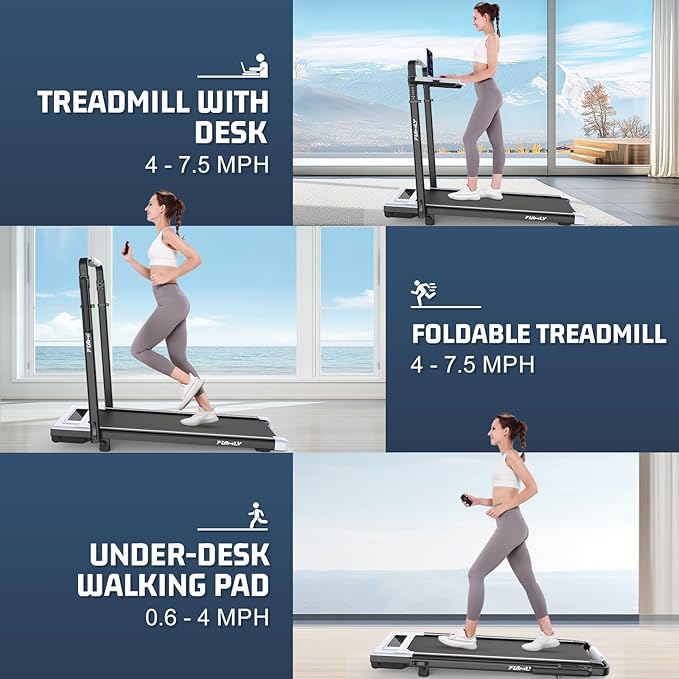FUNMILY Upgrade Walking Pad Folding Treadmill with 12%/15% & Handle Bar, 3.5HP Foldable Under Desk Compact Treadmills for Home/Office/Gym, 400+lb Capacity, Shock Absorption