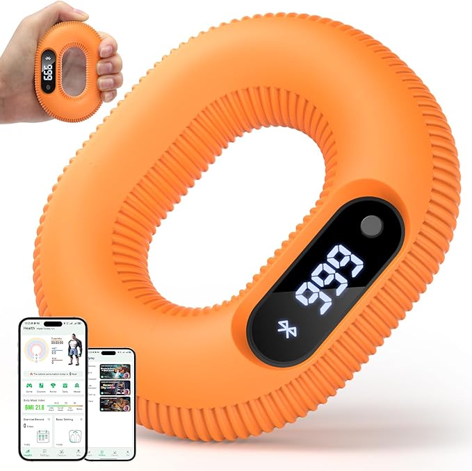 Smart Bluetooth Hand Rehab Exerciser, Silicone Grip Strength Trainer with App Tracking for Injury Recovery, Arthritis Relief, Finger Forearm Muscle Training, Finger Mobility, Carpal Tunnel & Recovery
