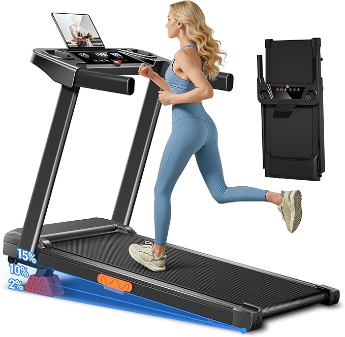 3-in-1 Foldable Treadmill with 15% Incline, Folding Treadmill with Handles, Portable Treadmills for Home and Office, 3.0HP Quiet Walking Pad with Three Screen Display, 300Lbs Capacity