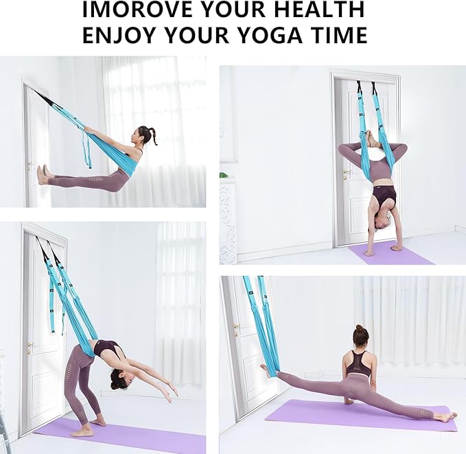 Yoga Stretching Strap, Leg Waist Back Bend Auxiliary Yoga Stretch Band, Upgraded Version with Door Anchor 2 Resistance Rope Stretch Strap Inversion Trainer for Pilates Dance Aerial Yoga Fitness
