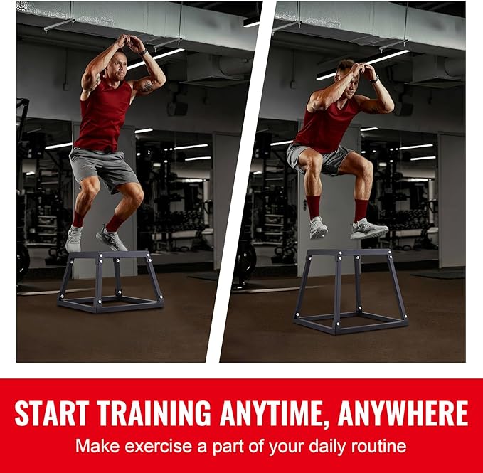 Happybuy 12" Plyometric Jump Box, Steel Plyo Box, Anti-Slip Fitness Platform, Jumping Agility Box for Home Gym Training, Conditioning, Strength Training, Black