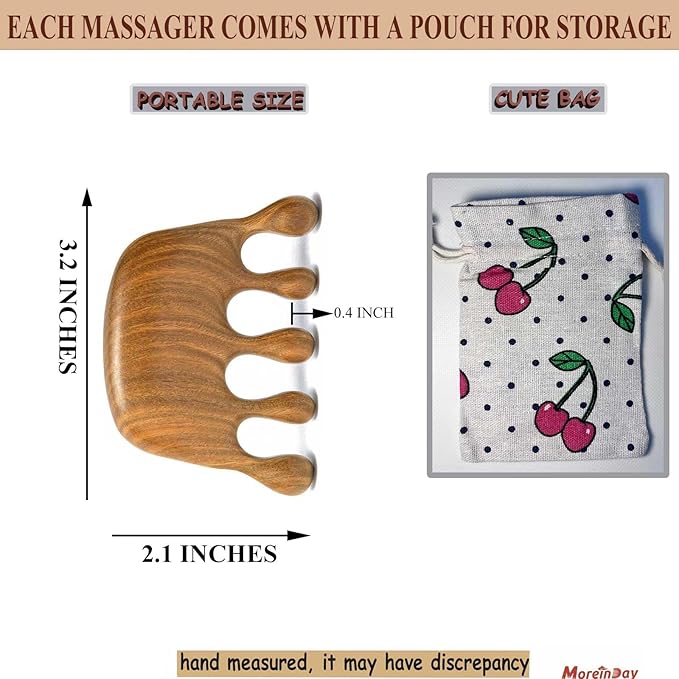 Wooden Scalp Massager Comb, Green Sandalwood Handmade Massage Comb for Hair Growth and Scalp Relax, Loc Comb for Sisterlocks, Head Massager for Women Men, Unique Natural Aroma - Size S