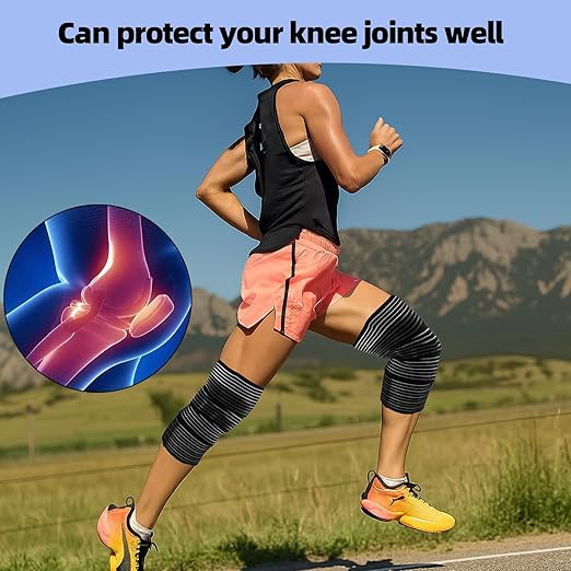 Knee Wraps – 2 PCS 150×7.5cm Elastic Knee Wrap for Women, Thigh Compression Sleeve for Workouts, Adjustable Compression Bandages for Legs, Support for Squats and Training