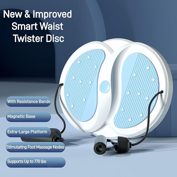 Waist Twister Disc Board, Ab Twist Board with 770 lbs Weight Capacity, with 18 Magnets for Foot Massage, Noiseless Home Gym Equipment for Women Men
