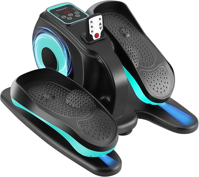 Under Desk Elliptical Machine, Electric Leg Exerciser for Seniors, Compact Seated Pedal Exerciser, Portable Elliptical Trainer with Remote and Non-Slip Pedals for Teens Adults