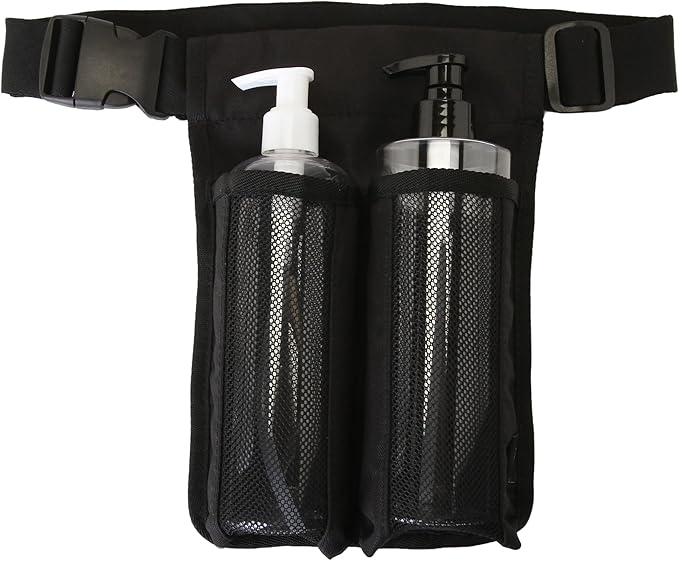 Massage Lotion Waist Holster Adjustable Hands Free for Therapists Fits Most Lotion Oil Bottles, Bag Only, No Bottle Included(Black)