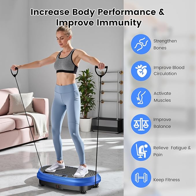 Vibration Plate Exercise Machine, Vibrating Fitness Platform for Lymphatic Drainage, Full Body Shaker Workout Equipment, Bluetooth Power Shaping Vibrate Plate, Board Sport for Home Exercise Gym