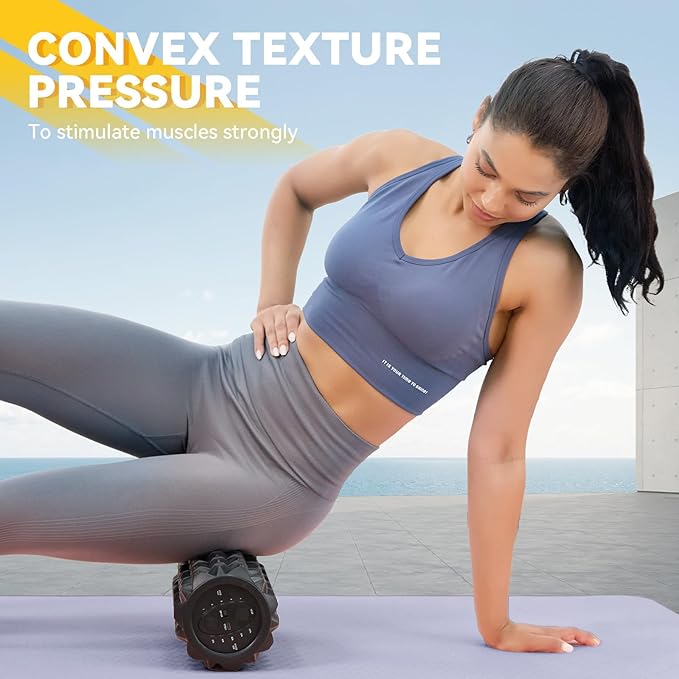 Vibrating Foam Roller, High Density Massage Roller Back Roller Foam for Back Pain Relief & Muscle Recovery and Physical Therapy, 5-Speed Rechargeable Exercise Roller, 2 Modes