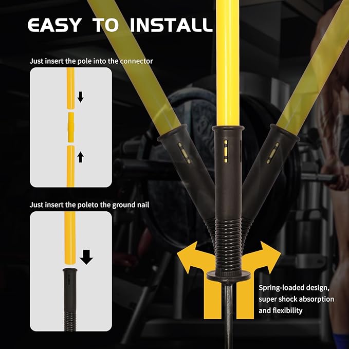 Soccer Agility Training Poles Set: Football Speed Training Equipment with 6Soccer Agility Poles Adjustable Height Hurdles for Basketball Athletes Youth