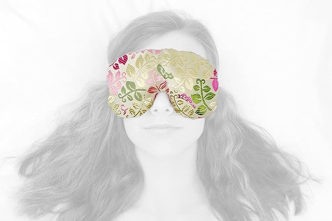 Handmade Weighted Sleep Eye Mask Yoga Pillow - Flax Seed Fill - Unscented - Creamy Leaves - TEMF-CL