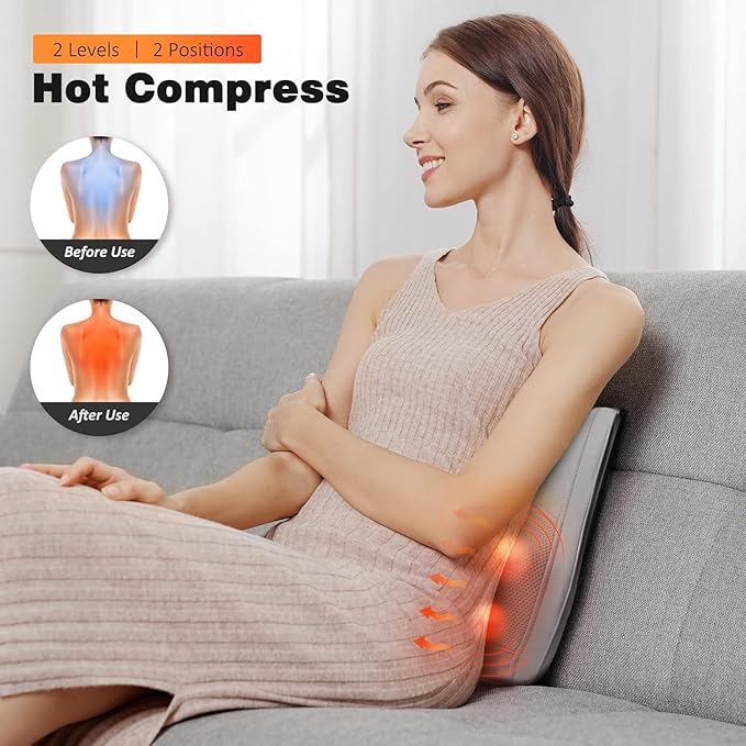 Boriwat Neck and Shoulder Massager with Heat, Shiatsu Massage Pillow with 3D Deep Tissue Kneading for Back Legs Foot Body Pain Relief,at Home Office Car, for Mom & Dad