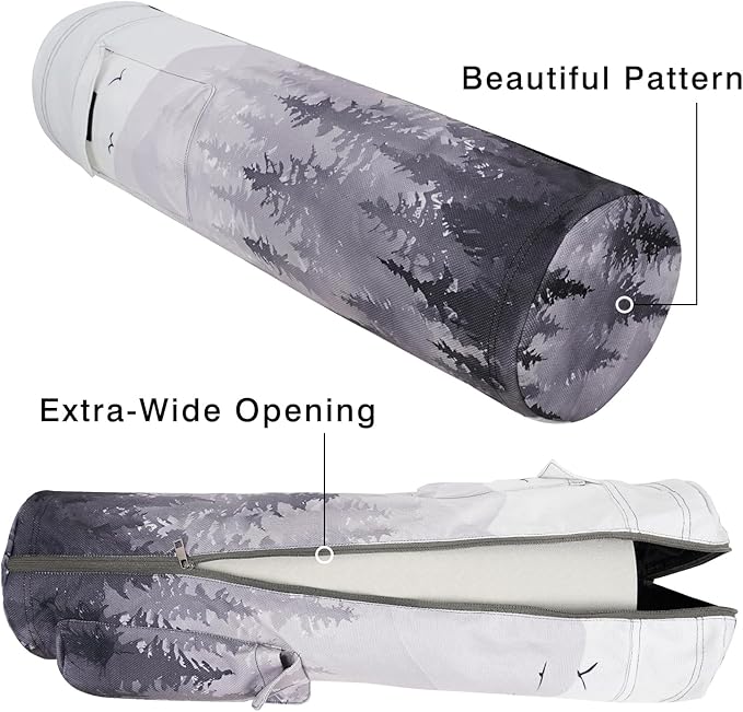 Yoga Mat Bag Full-Zipper Yoga Mat Carrier with Extra Wide Adjustable Strap 2 Multi-Functional Storage Cargo Pocket Stylish & Functional Yoga Bag Pilates Bag for Women & Men