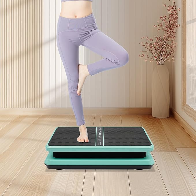 Vibration Plate Exercise Machine w/ Resistance Bands, Vibrating Platform w/ Adjustable 99 Speed Level & Timer, 300 Lbs Capacity Whole Body Vibrating Plate Workout for Women & Men