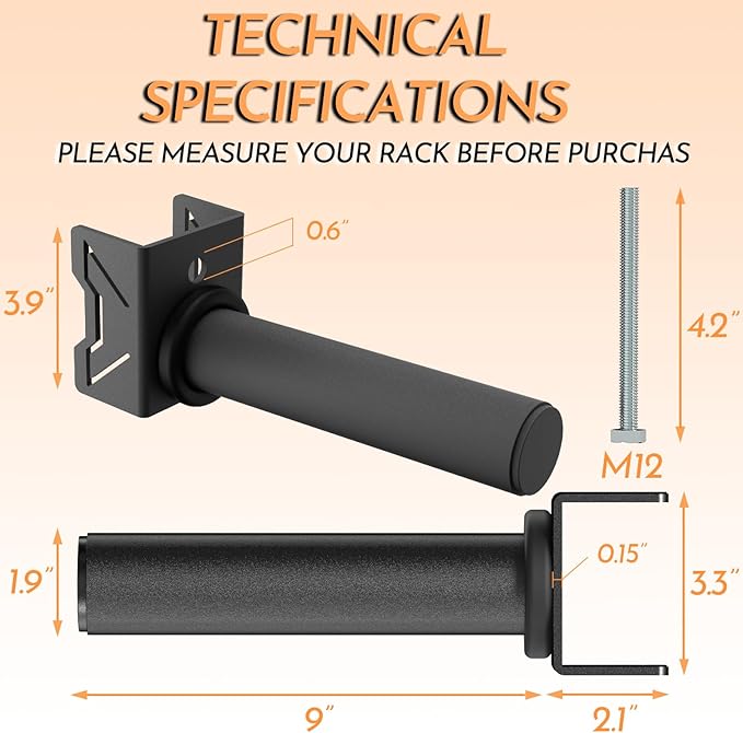 Weight Plate Holder for Power Rack – Choose 2×2 or 3×3 Uprights – Fits 5/8" to 1" Hole Diameter, Heavy-Duty Steel Plate Storage Pegs, Bolt-On Design, Pair