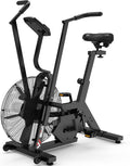 Air Bike,Air-Resistance Exercise Fan Bike With Dual Acction Handlebars for Home Cardio Workout,Adjustable Indoor Cycling Bike,330lb Weight Capacity APP Connection Customizable Monitor