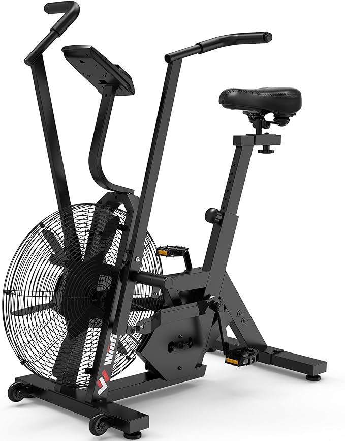 Air Bike,Air-Resistance Exercise Fan Bike With Dual Acction Handlebars for Home Cardio Workout,Adjustable Indoor Cycling Bike,330lb Weight Capacity APP Connection Customizable Monitor