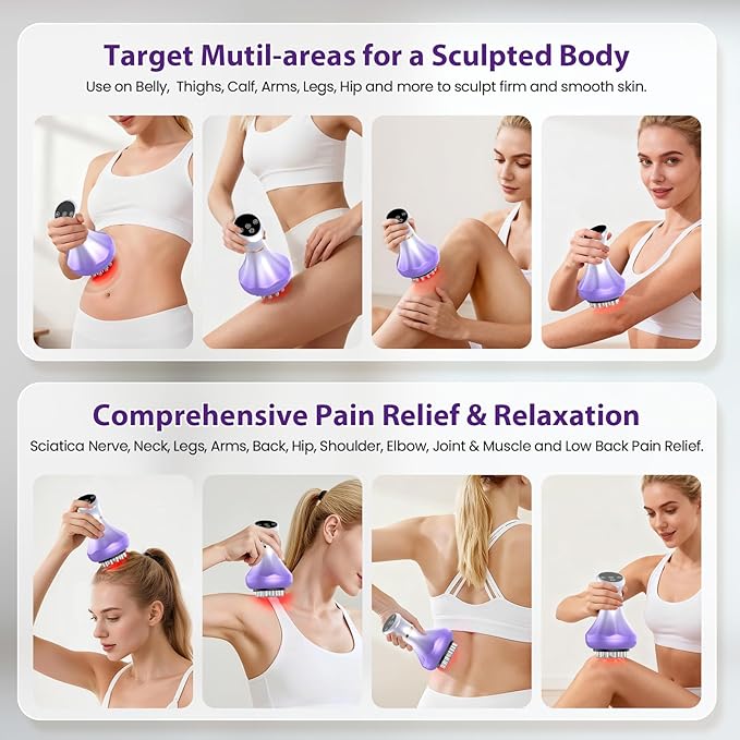 Lymphatic Drainage Massager, Anti Cellulite Massage Tool For Thigh & Belly Stretch Marks & Cellulite Reduction, Handheld Massage tools for Sciatica Nerve, Legs, Arms, Hip, Muscle, Low Back Pain Relief