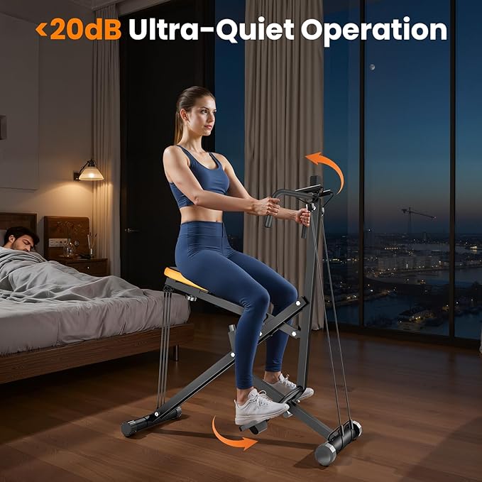 OWLSKY Squat Rowing Machine for Home Workout, Foldable Squat Assist & Row Trainer with LCD Monitor, 3 Resistance Bands, Adjustable Seat, Heavy Duty 350 lbs, Full-Body Fitness Equipment