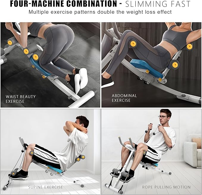 Rowing and Ab Machine 4 in 1, Multi-Functional Rowing Machine for Home Gym, Folding AB Workout Machine for Stomach Workout, Home Use Rowing Equipment 270 lbs Max Capacity