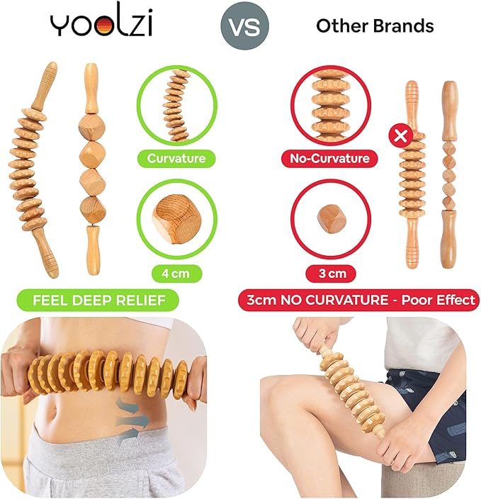 4PCS Wood Therapy Massage Tools Set for Comfort, Body Sculpting, Lymphatic Drainage, and Muscle Pain Relief