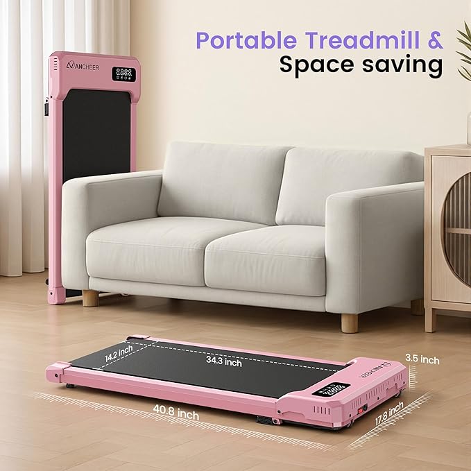 Small Walking Pad Treadmill with Incline - Under Desk Treadmills with Vibration Plate, 2.5HP Compact Portable Walking Pads with Handle Bar for Home Small Spaces, Office, Remote Control & LED Display