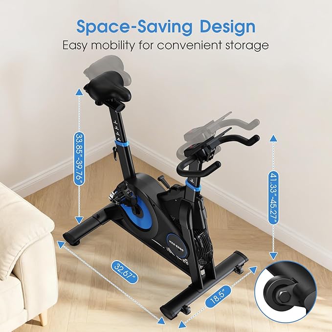 HXD-ERGO Exercise Bike, Magnetic & Air Resistance Indoor Bike, Stationary Bike for Home with Silent Belt Drive, Adjustable Resistance, App Compatible Cycling Bike with LCD Monitor, 350lbs Capacity Workout Bike