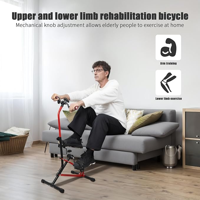 Rehabilitation Trainer Pedal Exerciser Bike for Seniors - Adjustable Hand Arm Leg Knee Peddler Machine, Upper & Lower Limb Home Fitness Equipment for Total Body Workout and Physical Therapy
