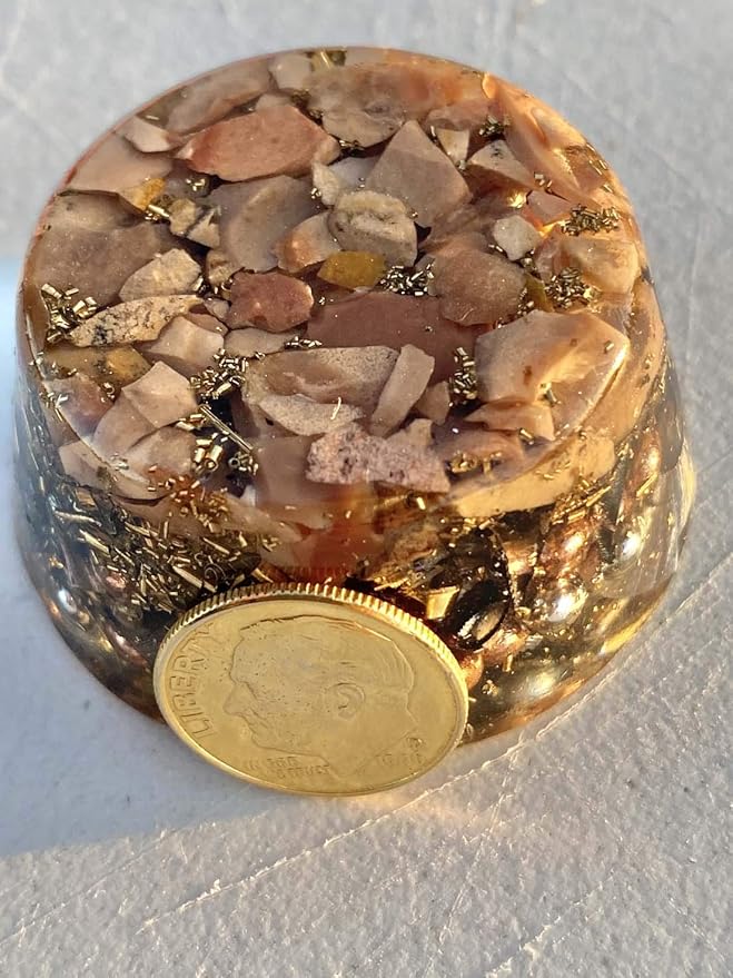 Dendritic Jasper Orgone Generator Energy Accumulator 7.83Hz/432Hz/528Hz/Advance Harmonics Many Beautiful Ingredients! (Dendritic Jasper)