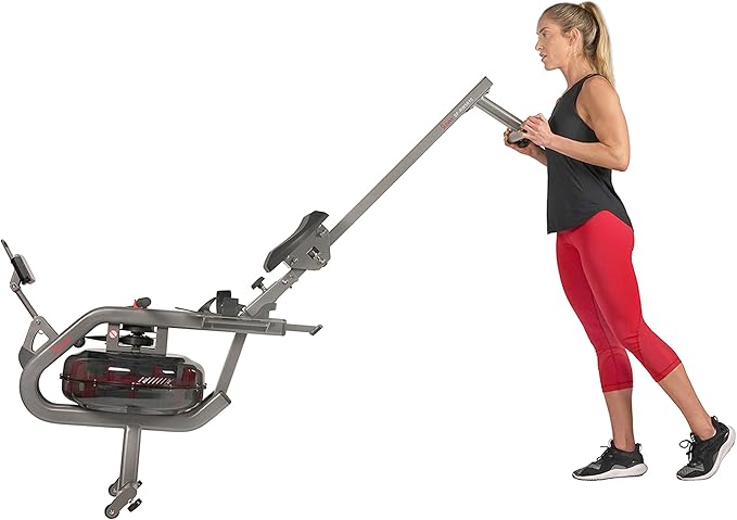 Sunny Health & Fitness AquaStrive Series Smart Water Rower, 300LB Capacity Plus Dynamic Hydro Resistance for Home Cardio Workout, Free SunnyFit Training App Connection
