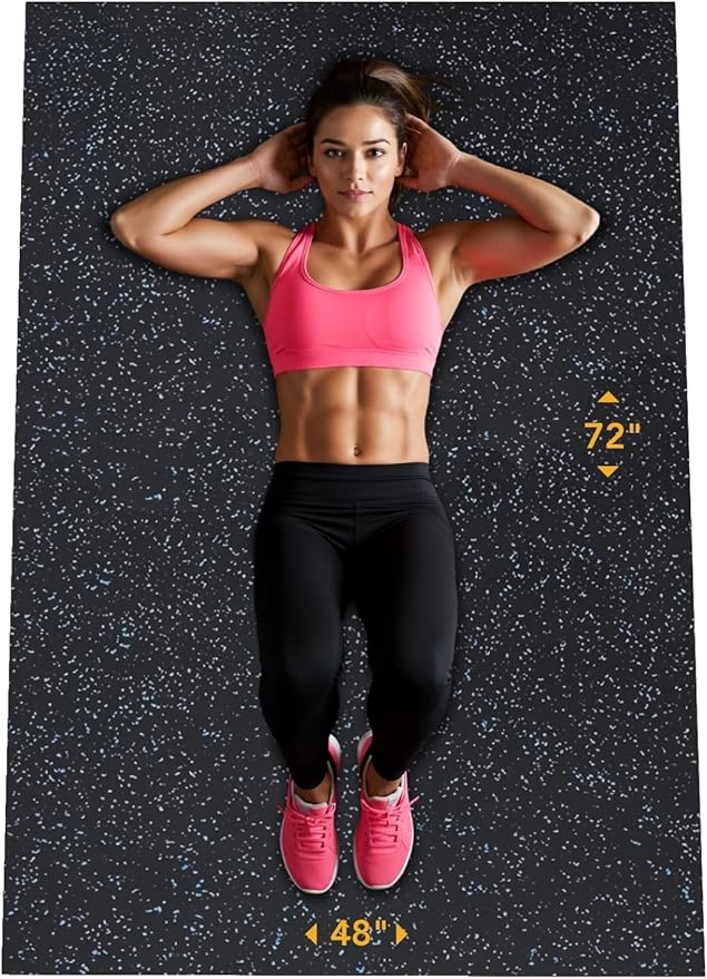 Rubber King Multi-Purpose Exercise Mat - 100% Recycled Thick Rubber Mat for Home Gym Flooring, Non-Slip, Low-Odor Durable Workout Mat for Indoor/Outdoor, Shoe-Friendly