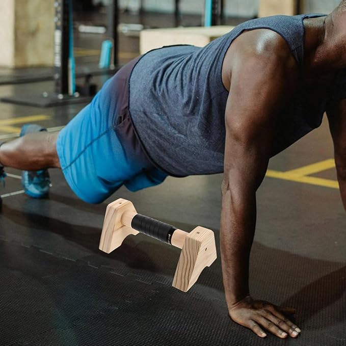 Cabilock Wooden Push up Bars Parallettes Push up Handles Beech Wood Pair 30cm Gymnastic Pushup Stands for Men Women Calisthenics Strength Training Equipment