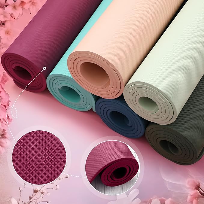 Timgle 6 Pcs 10mm Thick Yoga Mat Bulk, 68 x 24 Inches, Anti-slip Tear-resistant Exercise Mat Adult Kids Gym Mats for Fitness, Stretching, Workout and Studio, Outdoor Yoga, Pilates
