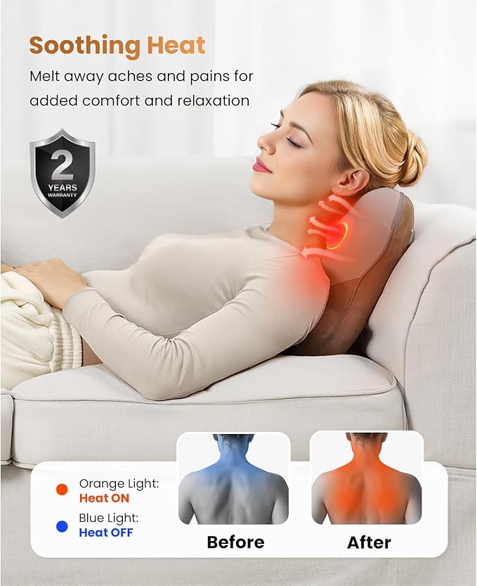 BOB AND BRAD Back Massager with Heat FSA Eligible, EZBack Corded Back Massager for Pain Relief Deep Tissue, Shiatsu Back Shoulder and Neck Massage Pillow, Soothing Full-Body Relief for Women Men