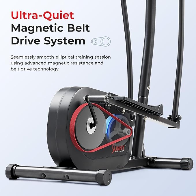 Sunny Health & Fitness Smart Upright Elliptical with Pulse Sensor Built-in, Indoor Full-Body Cross-Training & Cardio Exercise Machine for Home, Free SunnyFit App Connection