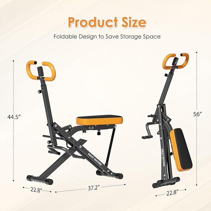 DlandHome Squat Machine, Squat Rowing Machine with Adjustable High-Strength Resistance Band for Home Gym, Foldable Leg Glute Trainer for Full Body 330lbs