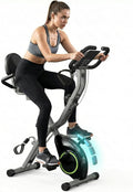 Foldable Exercise Bike Stationary Bikes for Home, 5 IN 1 Indoor Workout Bike, Cycling Bike with 16-Level Quiet Magnetic Resistance, 6.6 LBS Flywheel and 300LBS Capacity for Senior and Home Workout