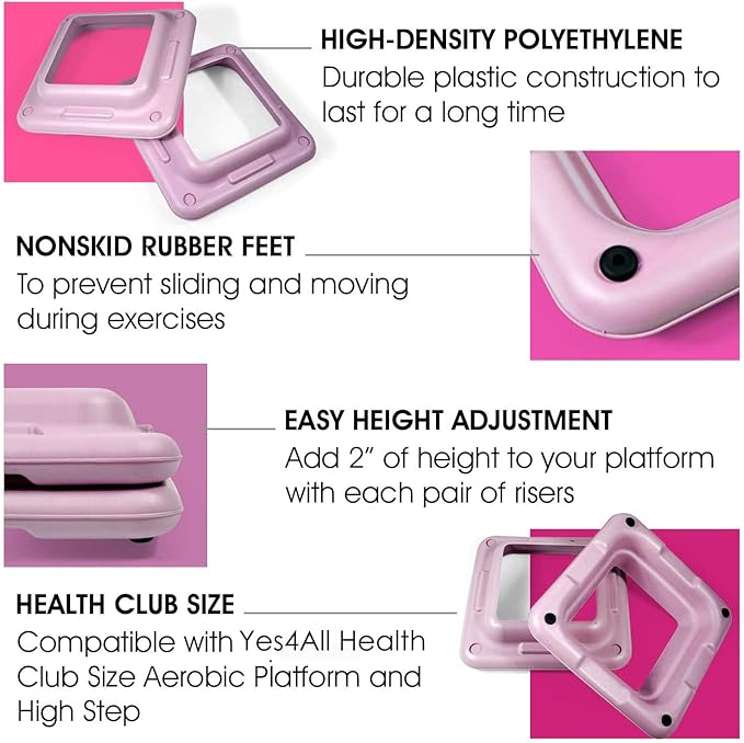 Yes4All 2-in-1 Adjustable Aerobic Step Platform Fitness Exercise Stepper with Rocker Balance Board Legs for Home Workout, Step Exercise & Balance Training
