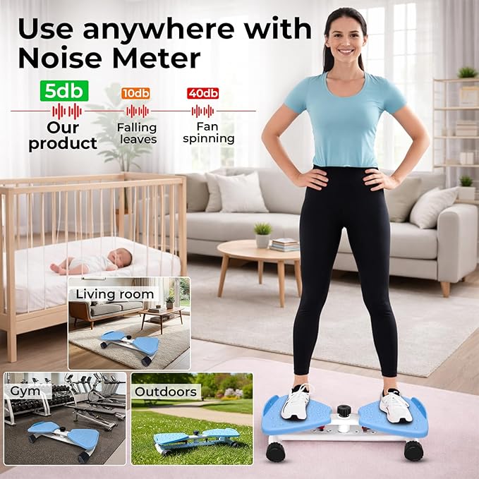 Ultra-Quiet Waist Twisting 5-in-1 Exercise Bundle - Ab Twister Board With 2 Resistance Bands, 1 Length Adjustable Jump Rope, an Automatic Waist Measuring Tool and Workout Guide - 300LB Capacity - Workout Bundle Perfect for Men and Women Looking for At-...