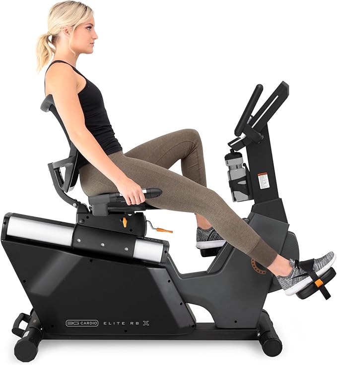 3G Cardio Elite RB X Recumbent Exercise Bike - FreeSync FTMS Bluetooth Smart App Connectivity - Compact 49" (L) - Oversized Soft 4-Way Adj. Seat - 350 lb Cap. - Low Step-Thru Design - Commercial Grade