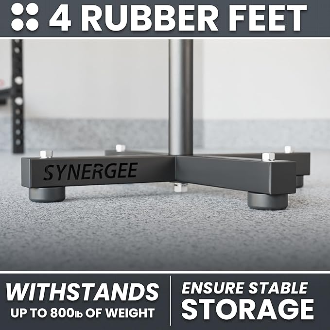 Synergee Olympic Weight Plate Rack. Stackable Weight Rack. Holds 2” Plates for Powerlifting and Olympic Weight Lifting. Gym Storage Home, Garage & Commercial