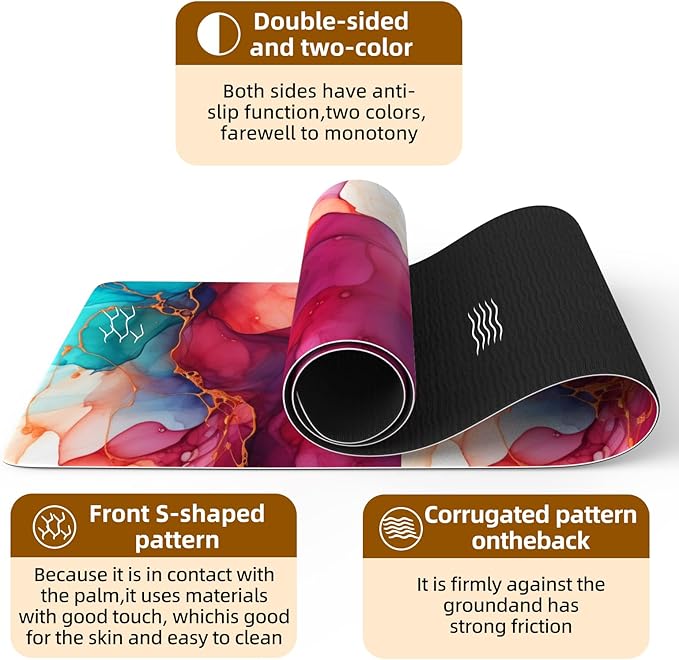 FOLAI Extra Thick Yoga Mat 6mm，pilates mat thick - Non-Slip Exercise Mat for HIIT, Pilates & Home Workouts & Workout with Free Carry Strap