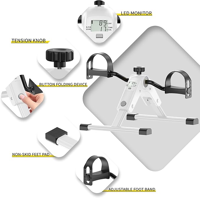 MOMODA Under Desk Bike Pedal Exerciser with LCD Display Portable Mini Exercise Bike for Arm and Leg