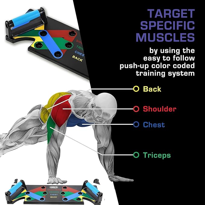 Push Up Board 9-in-1 Multi-Functional Workout Equipment for Home Pushup Board for Men and Women - Strength Training, Chest, and Arm Exercises Burn Fat & Build Muscle