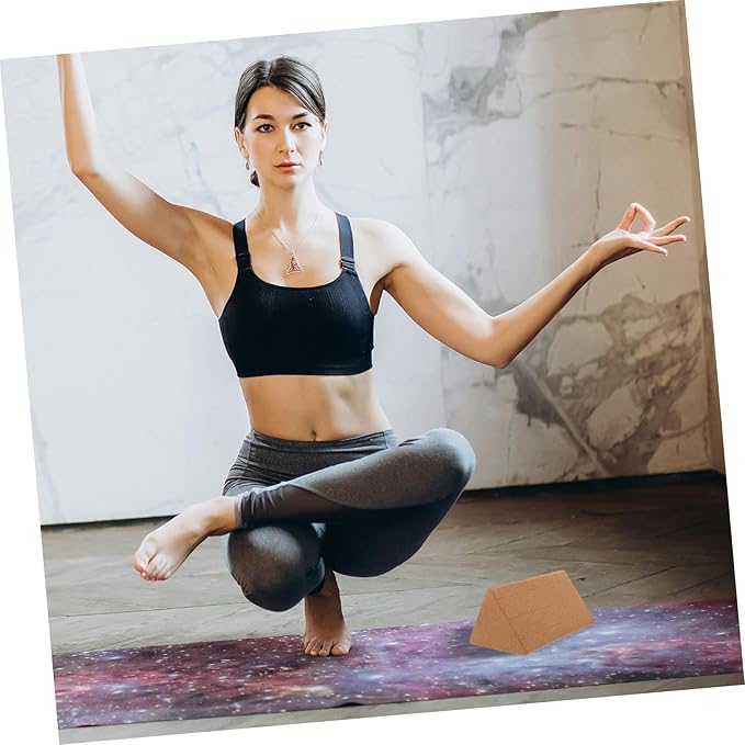 High Density Cork Yoga Block Triangle Shape for Deep Stretching and Durable Eco Friendly Yoga Training Equipment for Dancers and Fitness Enthusiasts