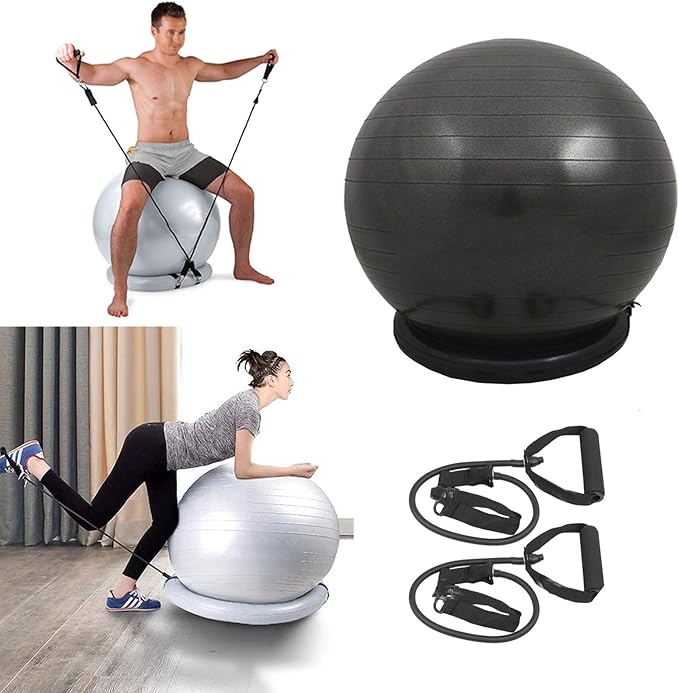 Exercise Ball Chair with Anti-Slip Stability Base, 55/65/75cm Anti-Burst Balance Ball for Office Use, Gym, Pilates, and Yoga, Perfect for Pregnancy and Childbirth.