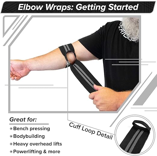 SERIOUS STEEL FITNESS Powerlifting Elbow Wraps (Pair) - 120 CM (47 inches)