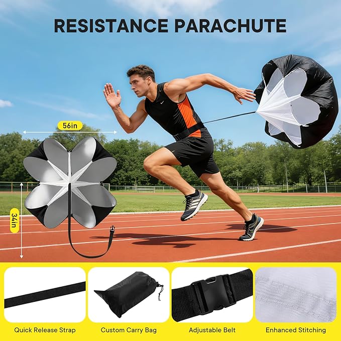 Agility Ladder Speed Training Equipment Set-20ft Ladder, 12 Cones, 4 Adjustable Hurdles, Jump Rope, Resistance Parachute| Basketball, Soccer, Football Practice Equipment for Youth, Adults