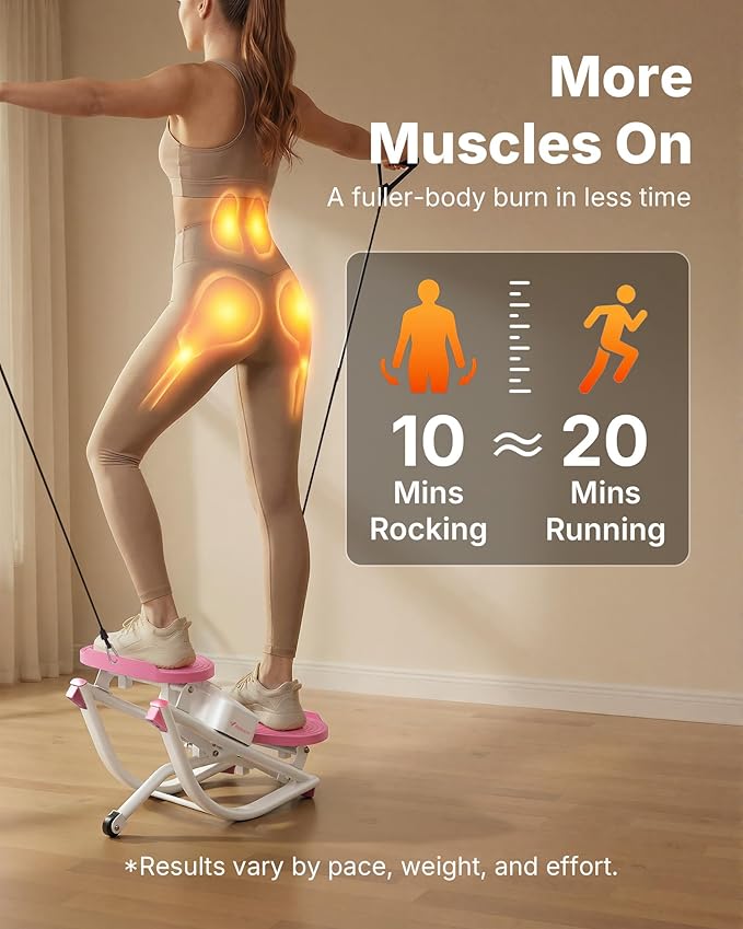 Merach Rocking Steppers for Exercise at Home,3D Motion Stair Stepper with Resistance Bands for Full Body Workout& Low-Impact Balance Board, 330 LBS Loading Capacity Exercise Equipment