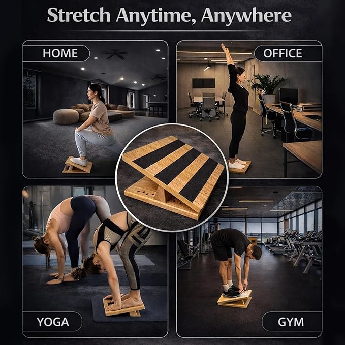 16-Level Adjustable Wooden Slant Board for Squats – 550 lbs Heavy Duty Squat Wedge for Weightlifting & Ankle Mobility – Incline Board for Calf Raises & Leg Day Training【Made in Taiwan KIJO Studio】