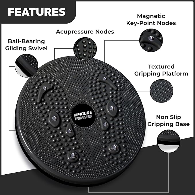 Daiwa Felicity Figure Trimmer Ab Twister Board - Waist Twister Machine for Core & Abs Exercise - Waist Twisting Fitness Tool, Dizzy Disc Twist Board for Slimming Workout with Magnets Reflexology